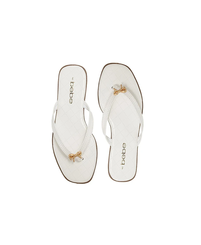 bebe Women's Bow Charm Flat Sandals