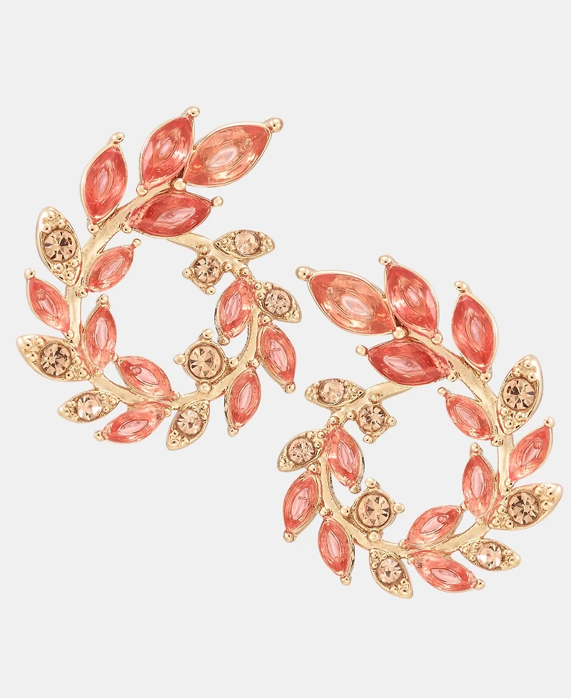 lonna & lilly Gold-Tone Faux Coral Open Leaf Wreath Earrings