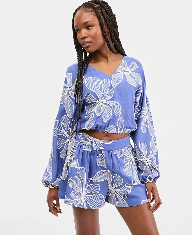 Guess Women's Dessi Embroidered Dolman-Sleeve Top