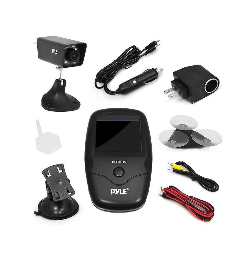 Pyle Waterproof Wireless Hd Backup Camera, Night Vision Illumination, Lcd Display Screen, with Built-in Rechargeable Battery, Black. (PLCMH6)