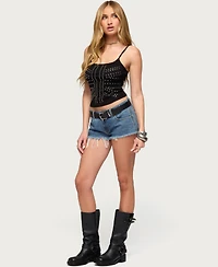 Edikted Women's Union Jack Grommet Tank Top