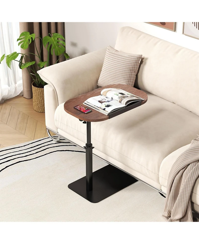 gaomon C Shaped End Table for Couch,Height Adjustable Side Table, Adjustable Armrest Tv Tray, Swivel Side Tables Sofa Trays for Bathroom
