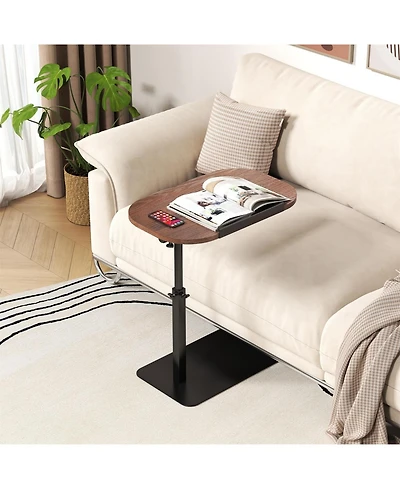 gaomon C Shaped End Table for Couch,Height Adjustable Side Table, Adjustable Armrest Tv Tray, Swivel Side Tables Sofa Trays for Bathroom