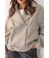 Nasty Gal Women's Oversized Brushed Belted Biker Jacket