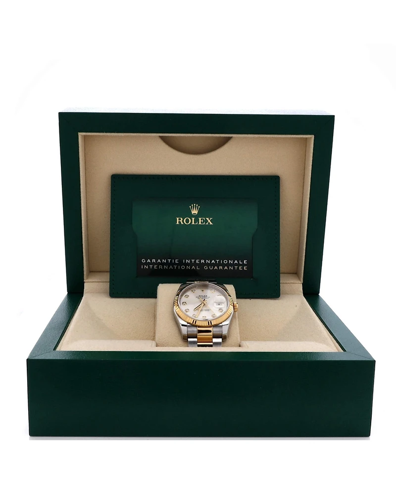 Pre-Owned Rolex Oyster Perpetual Datejust Automatic Watch in Stainless Steel and Gold with Diamond Markers 36mm