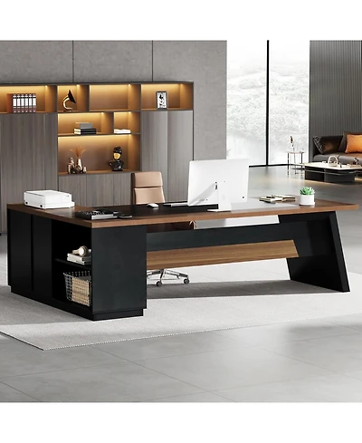 Tribesigns 78" L-Shaped Executive Desk, with Drawers and Lateral File Cabinet