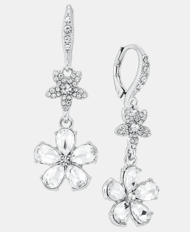 Givenchy Crystal Flower Double Drop Earrings