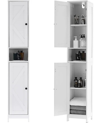 gaomon Tall Narrow Bathroom Cabinet, 66.9", Freestanding Water-Resistant Storage, 2 Doors, Small Space Organizer