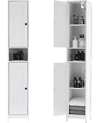gaomon Tall Narrow Bathroom Cabinet, 66.9", Freestanding Water-Resistant Storage, 2 Doors, Small Space Organizer