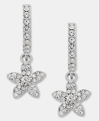 Givenchy Crystal Flower Charm Huggie Hoop Earrings