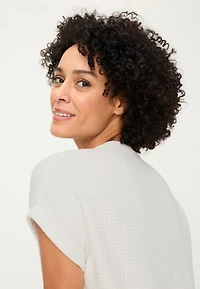 Olsen Women's waffle Knit Button Front T-Shirt