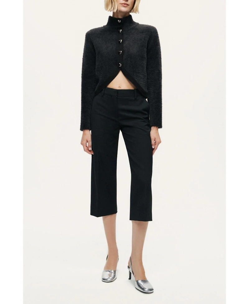 Nocturne Women's Heart-Button Cutaway Mock-Neck Cardigan