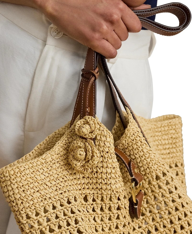 Lauren Ralph Lauren Crocheted Straw Flower Small Bag Charm