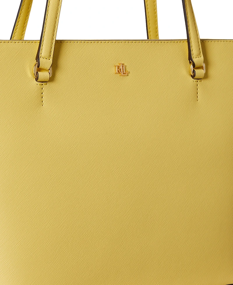 Lauren Ralph Crosshatch Leather Medium Karly Shopper Tote