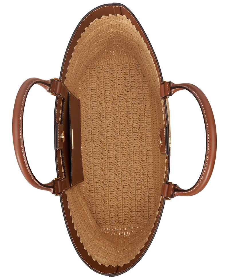 Lauren Ralph Lauren Leather Straw Extra-Large Kyla Tote Bag