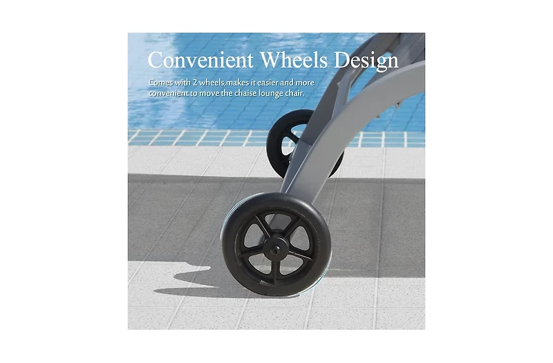 Clihome Patio Chaise Lounge Outdoor Aluminum Polypropylene Chair Set of 2 Woven Stackable Gray Aluminum Frame Stationary Chaise Lounge Chair with Gray