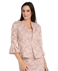 R & M Richards Petite Lace Pleat Hem Jacket Dress