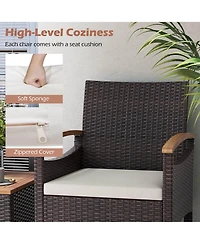 Gymax 4 Pcs Dining Chairs w/ Acacia Wood Armrest Heavy Duty Metal Frame Patio