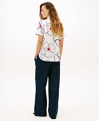 Tommy Hilfiger Women's Printed Linen Short-Sleeve Relaxed Shirt