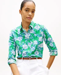 Tommy Hilfiger Women's Printed Button-Front Roll-Tab Shirt