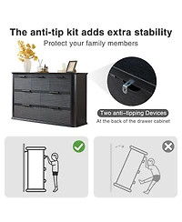 Rainsken Fluted 7 Drawer Dresser, Modern Wood Chest of Drawers with Curved Profile Design, Storage Organizer for Living Room and Bedroom