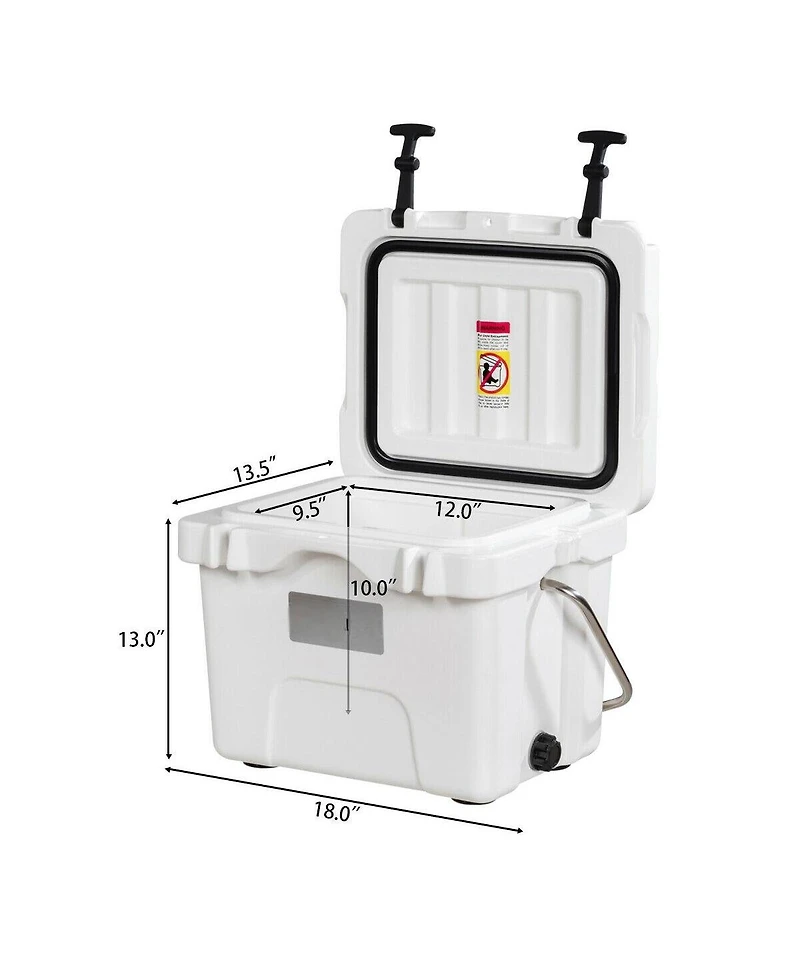 Sugift 16 Quart 24-Can Capacity Portable Insulated Ice Cooler with 2 Cup Holders