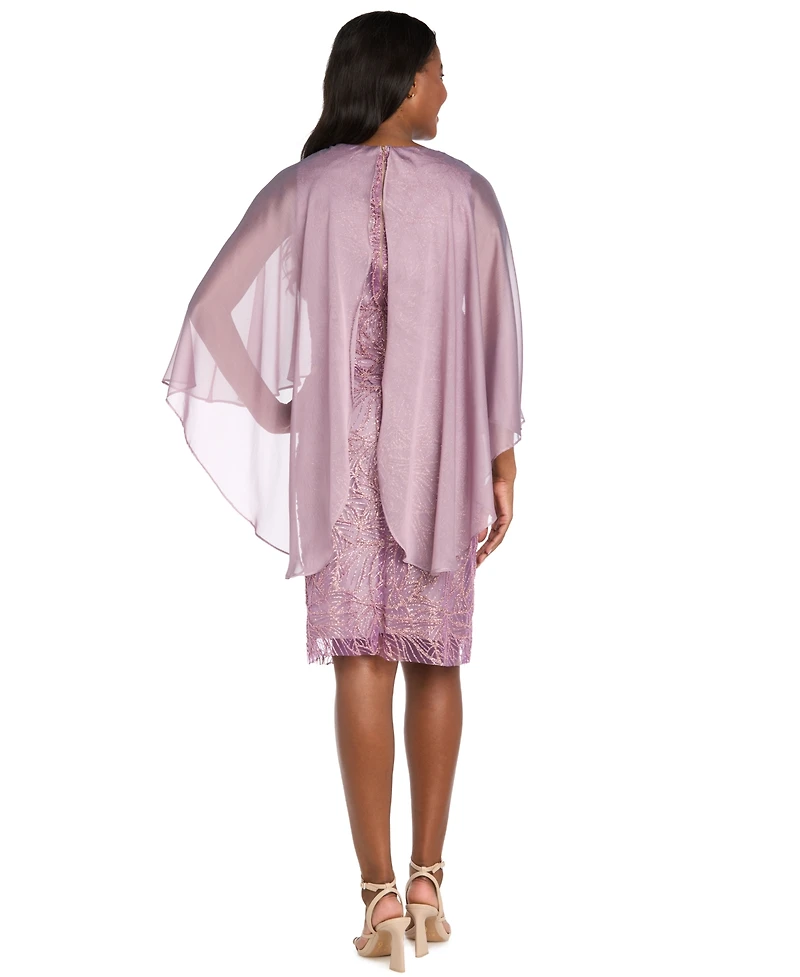 R & M Richards Women's Glitter Boat Neck Cocktail Dress