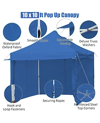 Mecale 10x10 ft Pop-Up Gazebo with 4 Adjustable Heights & Folding Awning