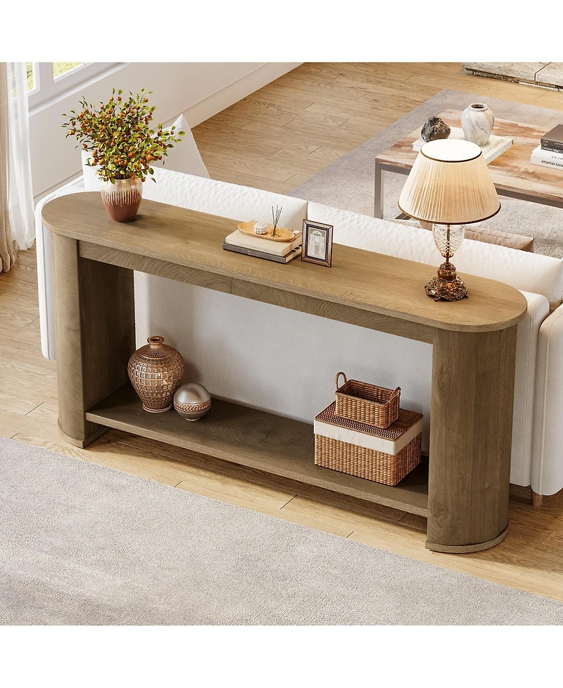 Tribesigns 63" Console Table with Shelf, Slim Entryway Sofa Table for Living Room