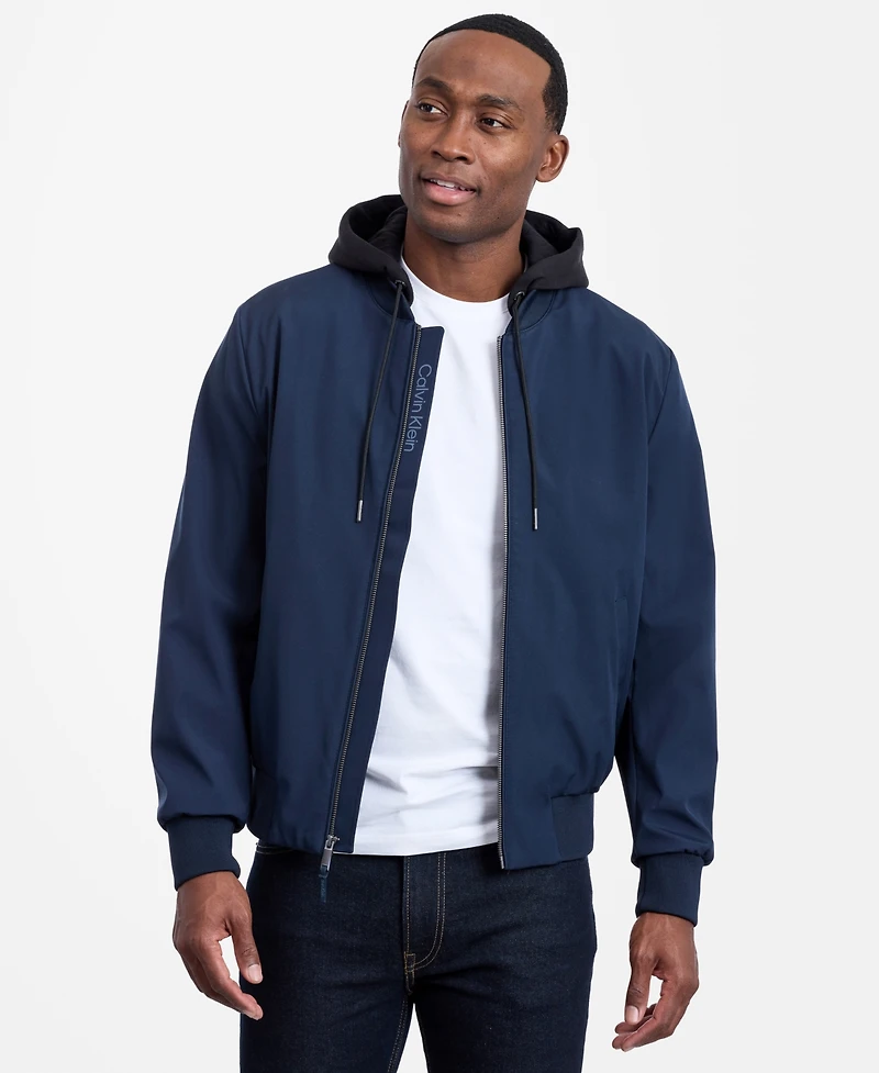Calvin Klein Men's Bomber Knit Hood Jacket