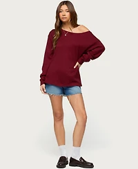 Edikted Women's Damari One Shoulder Oversized Waffle Top