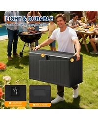 gaomon 130-Gallon Resin Deck Box, Lockable All-Weather Outdoor Storage for Patio, Garden & Pool Accessories, Faux Wood