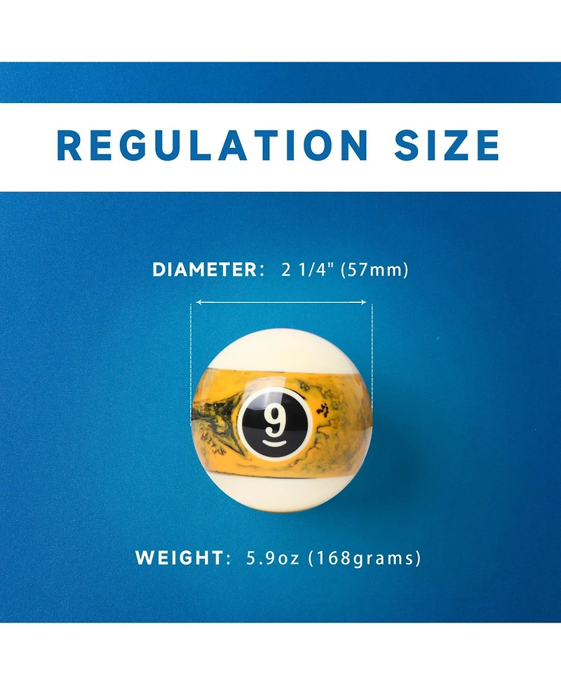 Gse Games & Sports Expert 2 1/4-Inch Marble Swirl Professional Regulation Billiards Pool Balls Set, Standard 16 Set