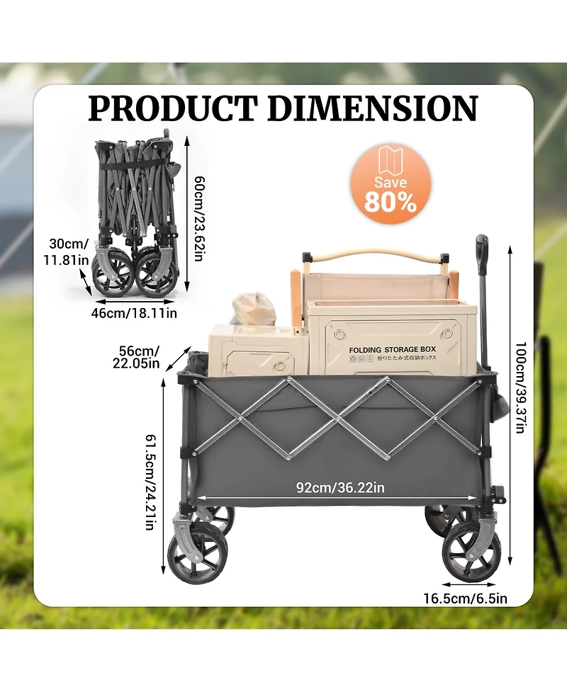 Rainsken Convertible Folding Heavy Duty Wagon Cart