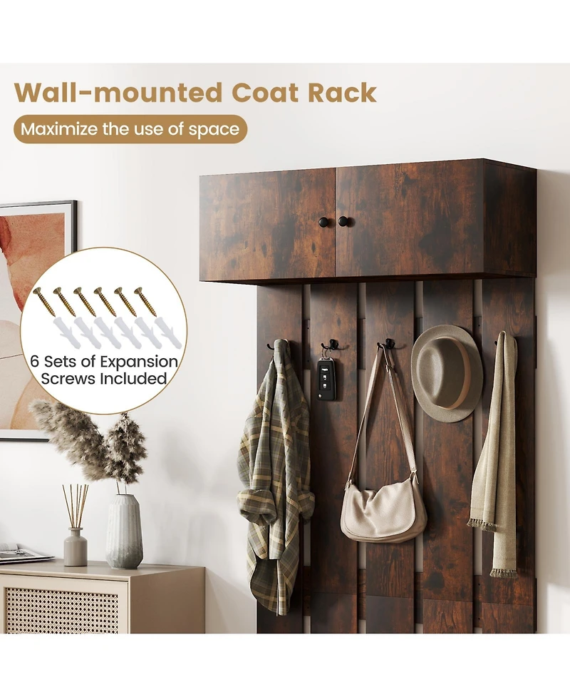 Sugift Entryway Wall Coat Rack Wall Mounted Coat Clothes Rack