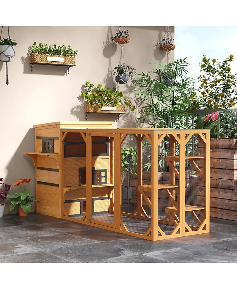 Aostirmotor 3-Tier Outdoor Feral Cat House with Escape Door & Asphalt Roof