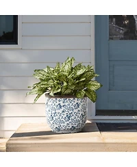 LuxenHome Planter, 12.2" Round, Indoor & Outdoor Garden Pot