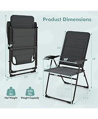 Gymax 2PCS Patio Folding Chairs Back Adjustable Reclining Padded Garden Furniture