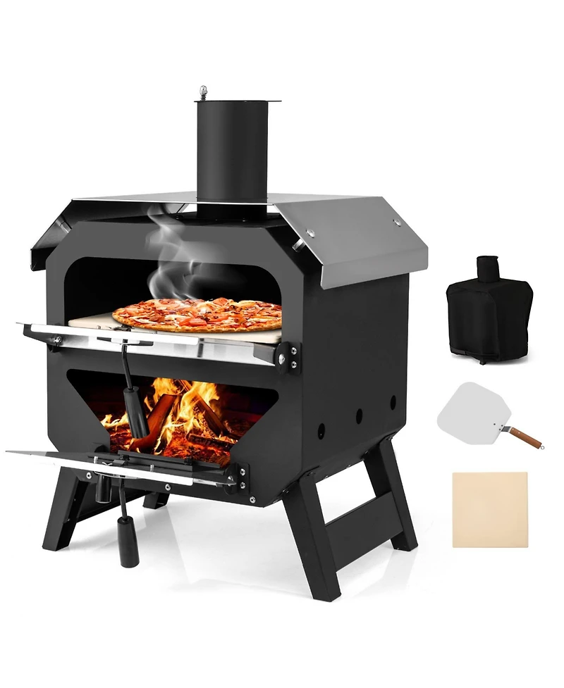 Ecooso 12" Outdoor Pizza Oven with Pizza Stone for Patio, Backyard, Camping & Bbq