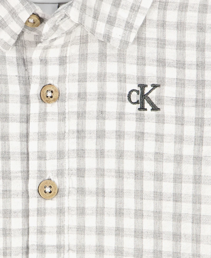 Calvin Klein Baby Boys' Plaid Polo Bodysuit and Twill Shorts, 2-Piece Set