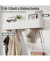 Yigii Solid Wood Wall Rack with Hooks for Coats, Hats, Bags, Towels - Decorative & Storage