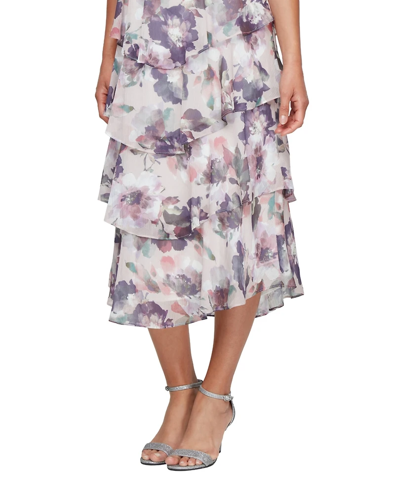 Sl Fashions Women's Capelet-Sleeve Midi Dress