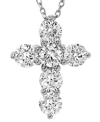 Macy's Diamond Cross Pendant Necklace (1 ct. t.w.) in 14k White Gold