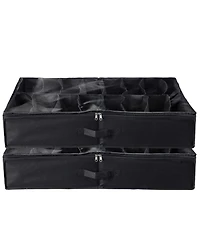 Rainsken Under Bed Shoe Storage Organizer Set of 2, Underbed Shoes Closet Storage with 32 Compartments and Clear Window for Bedroom