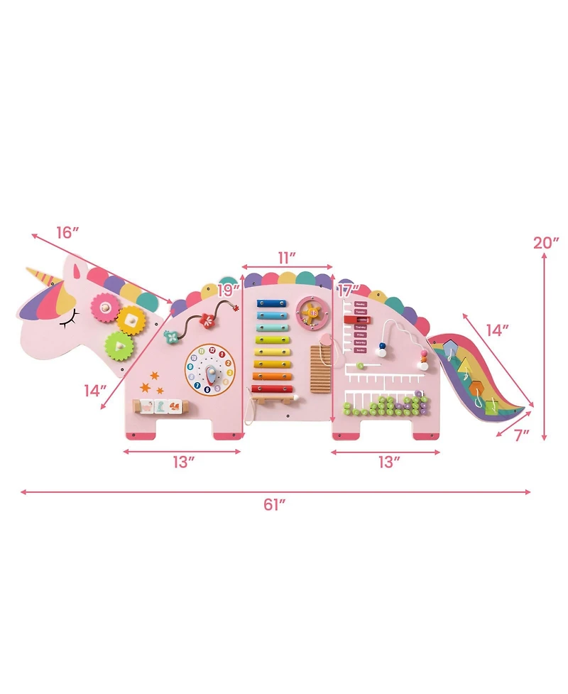 Mecale 11-in-1 Dinosaur Activity Wall Busy Board Panels for Toddlers