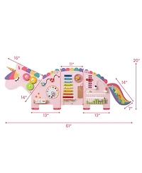 Mecale 11-in-1 Dinosaur Activity Wall Busy Board Panels for Toddlers