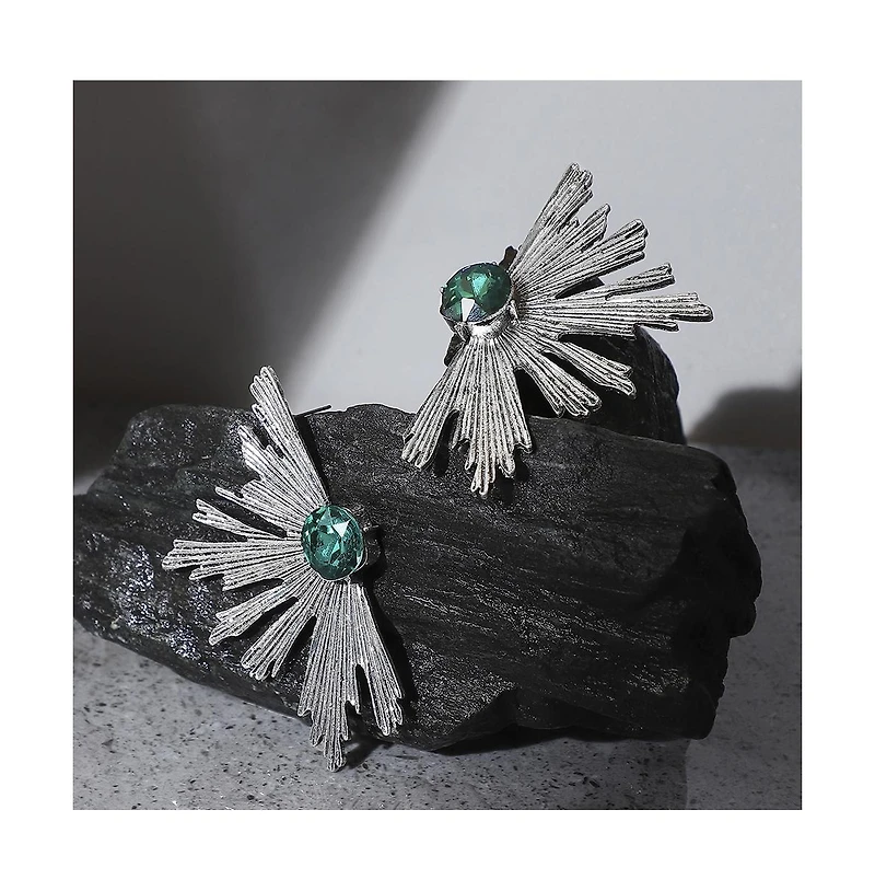 Sohi Metallic Flora Drop Earrings