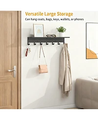 Yigii 7-Hook Wall Coat Rack with Storage Shelf