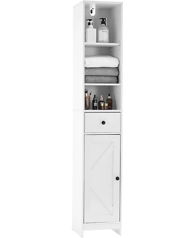 gaomon Tall Bathroom Storage Cabinet, Freestanding with Drawer, Door & Open Shelf, Organizer for Bathroom, Kitchen, Living Room