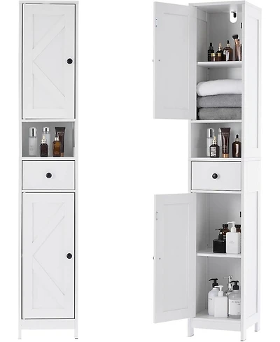 gaomon Tall Bathroom Cabinet, Freestanding with 2 Adjustable Shelves, Modern White Storage for Bathroom, Kitchen & Hallway